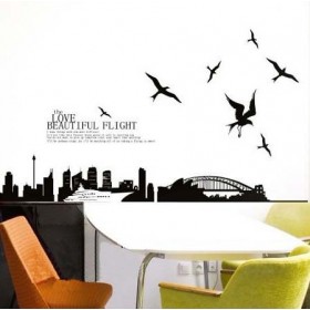 Seagull Flying out of the City Wall Sticker